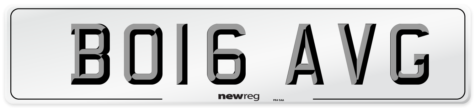 BO16 AVG Number Plate from New Reg